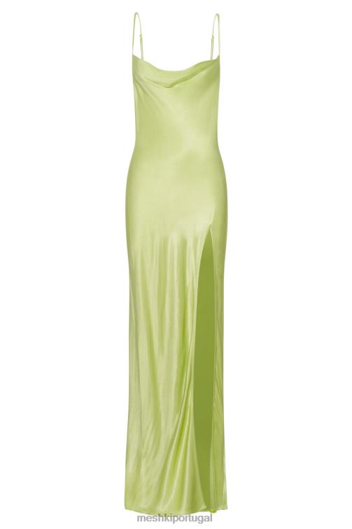 Meshki vestido maxi sem costas com decote em jade BLLT314 roupas verde pistache