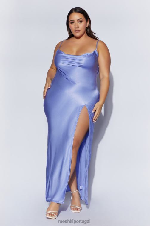 Meshki vestido maxi sem costas com decote em jade BLLT545 roupas lavanda