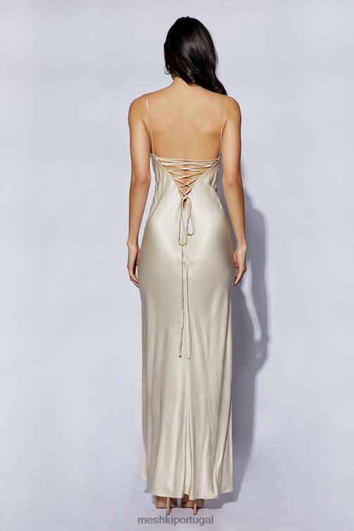 Meshki vestido maxi slip cora com amarração nas costas BLLT661 roupas champanhe