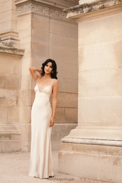 Meshki vestido maxi slip cora com amarração nas costas BLLT661 roupas champanhe