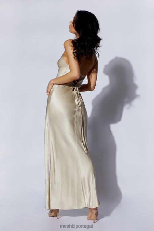 Meshki vestido maxi slip cora com amarração nas costas BLLT661 roupas champanhe