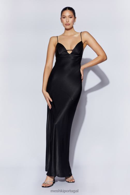 Meshki vestido maxi slip cora com amarração nas costas BLLT709 roupas preto