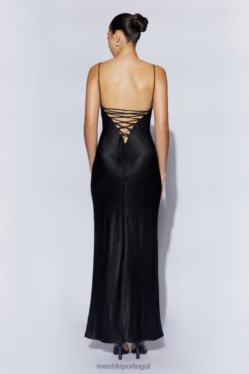 Meshki vestido maxi slip cora com amarração nas costas BLLT709 roupas preto