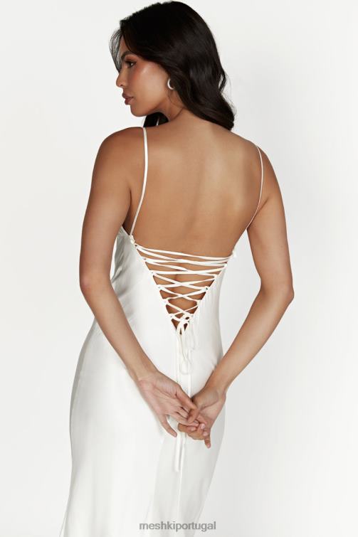 Meshki vestido maxi slip cora com amarração nas costas BLLT711 roupas branco