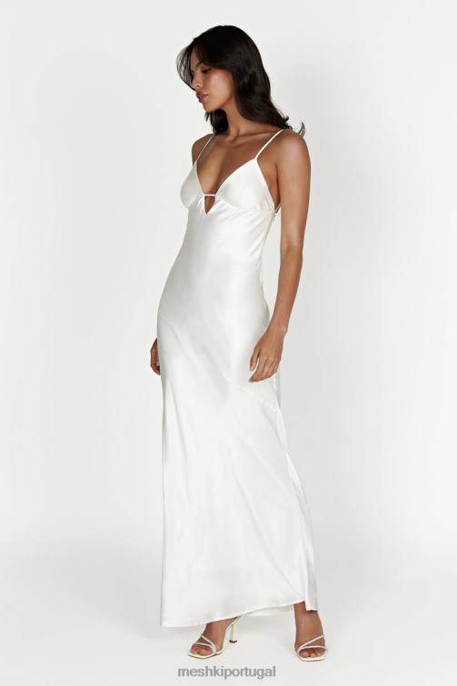 Meshki vestido maxi slip cora com amarração nas costas BLLT711 roupas branco