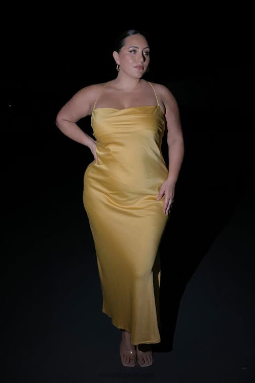Meshki vestido maxi slip sydney com decote reto BLLT118 roupas amarelo