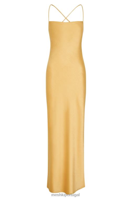 Meshki vestido maxi slip sydney com decote reto BLLT118 roupas amarelo