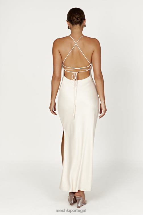 Meshki vestido maxi slip sydney com decote reto BLLT177 roupas creme