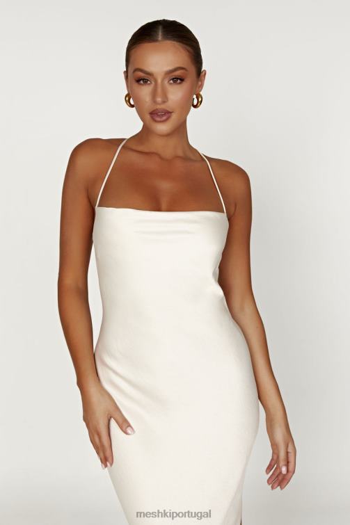 Meshki vestido maxi slip sydney com decote reto BLLT177 roupas creme
