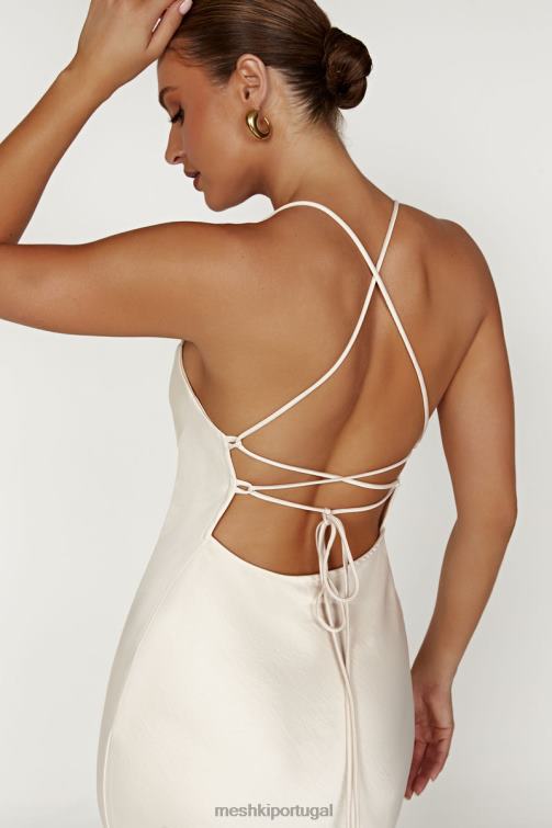 Meshki vestido maxi slip sydney com decote reto BLLT177 roupas creme