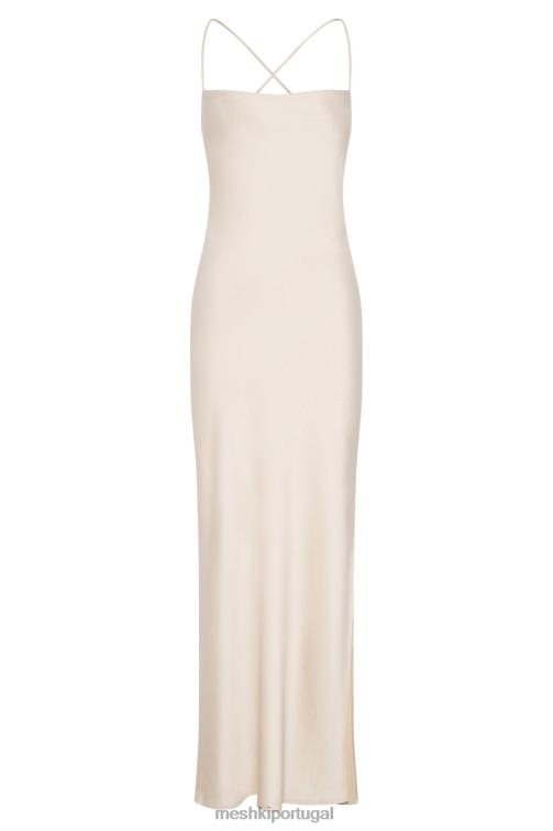 Meshki vestido maxi slip sydney com decote reto BLLT177 roupas creme