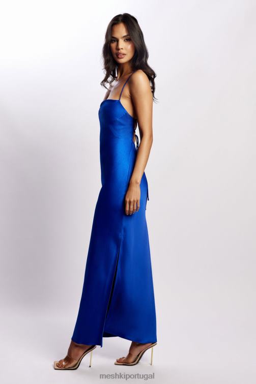 Meshki vestido maxi slip sydney com decote reto BLLT204 roupas azul cobalto
