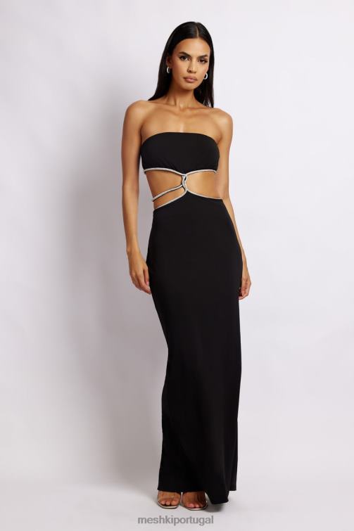 Meshki vestido maxi tomara que caia billie BLLT475 roupas preto