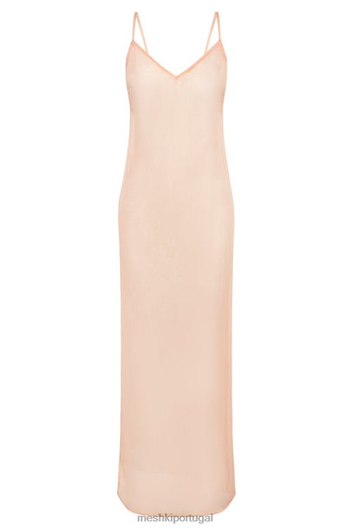 Meshki vestido maxi translúcido iridescente phoebe BLLT578 roupas pêssego