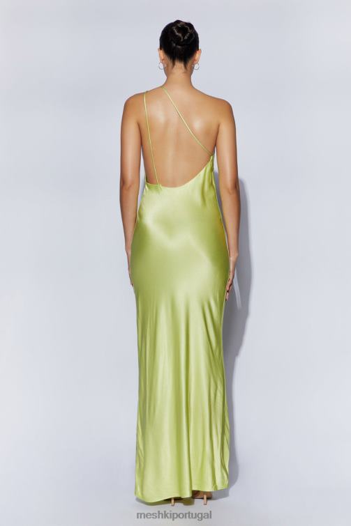 Meshki vestido maxi um ombro só alena BLLT653 roupas verde pistache