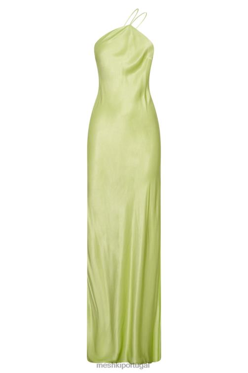 Meshki vestido maxi um ombro só alena BLLT653 roupas verde pistache
