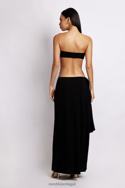 Meshki vestido sierra sem alças com brilho BLLT656 roupas brilho preto