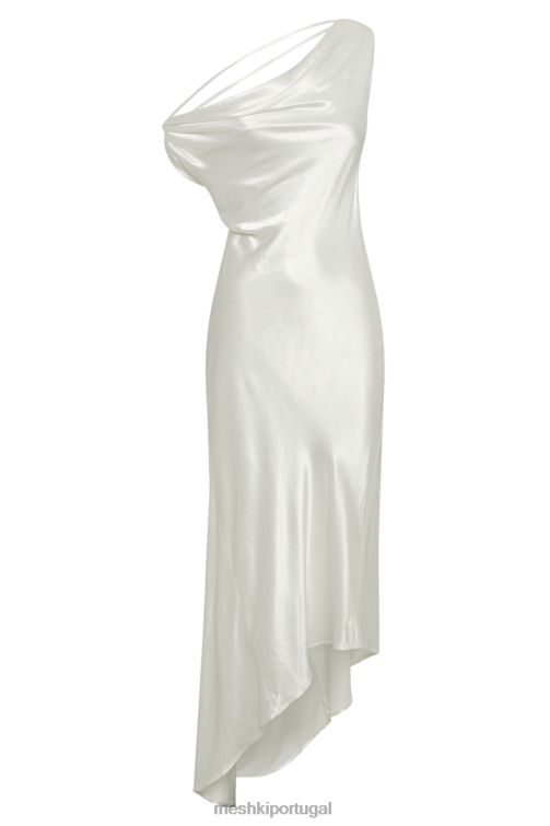Meshki vestido yvette slip maxi com bainha assimétrica BLLT125 roupas branco