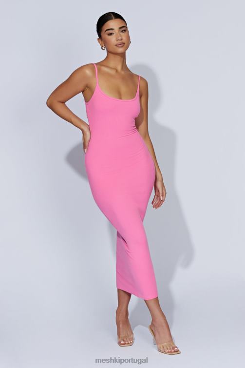 Meshki vestido midi cami canelado alexis BLLT421 roupas rosa chiclete