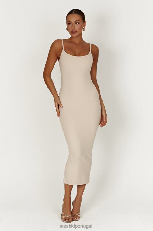 Meshki vestido midi cami canelado alexis BLLT431 roupas creme