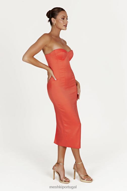Meshki vestido midi colado ao corpo bryony BLLT370 roupas coral