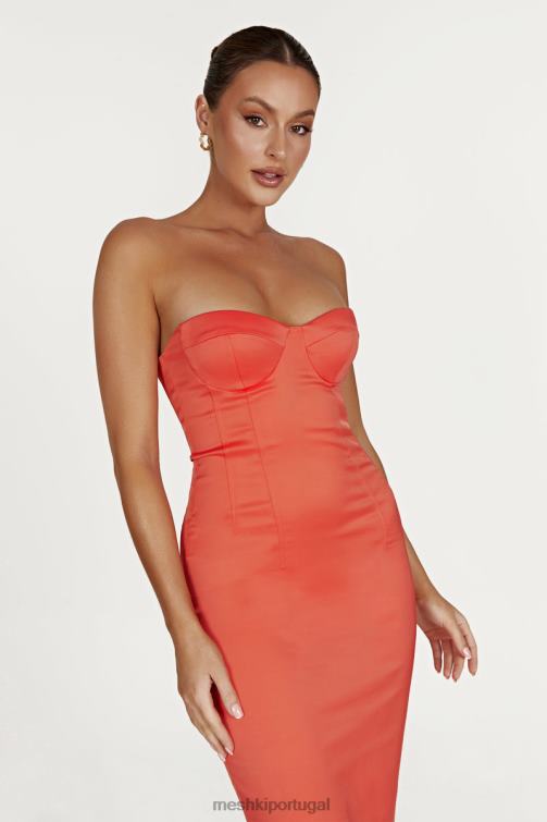 Meshki vestido midi colado ao corpo bryony BLLT370 roupas coral