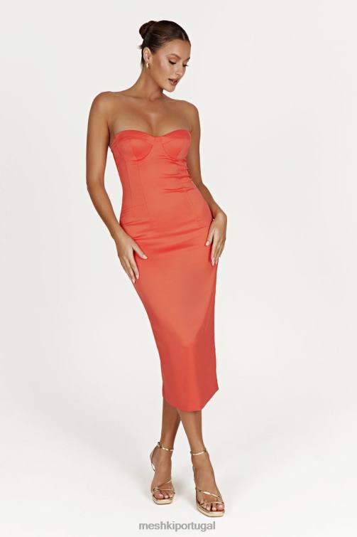 Meshki vestido midi colado ao corpo bryony BLLT370 roupas coral