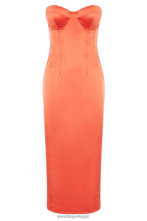 Meshki vestido midi colado ao corpo bryony BLLT370 roupas coral