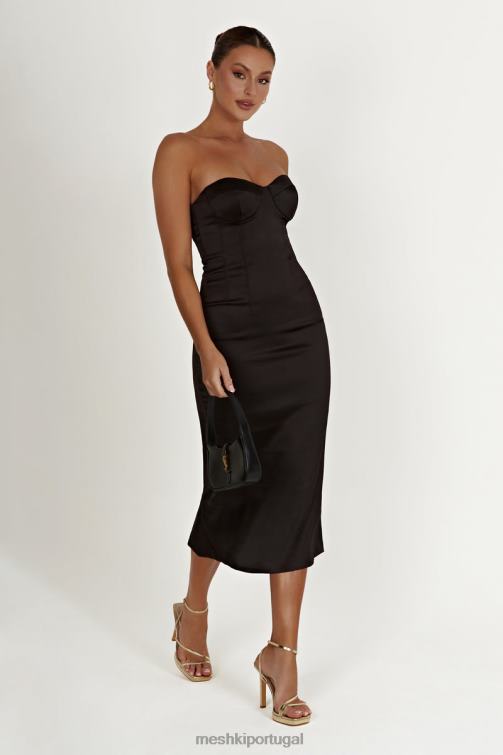 Meshki vestido midi colado ao corpo bryony BLLT393 roupas preto