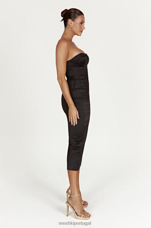 Meshki vestido midi colado ao corpo bryony BLLT393 roupas preto