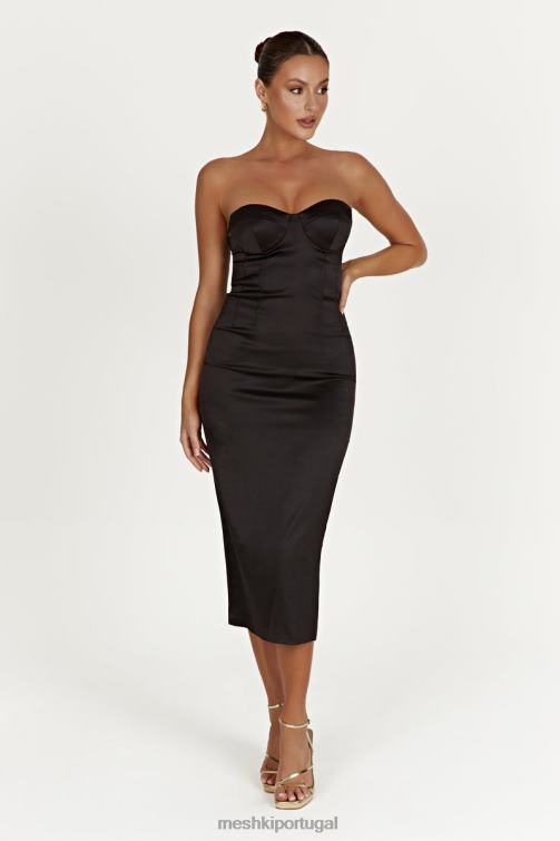 Meshki vestido midi colado ao corpo bryony BLLT393 roupas preto