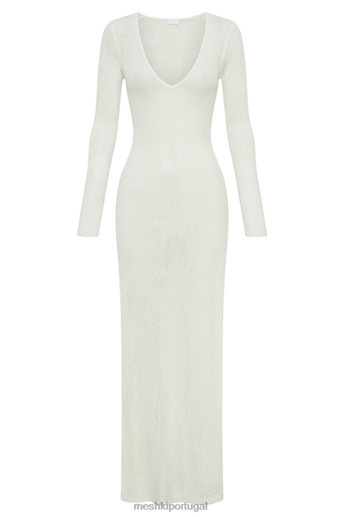 Meshki vestido midi com cobertura em tricô imelda BLLT22 roupas branco