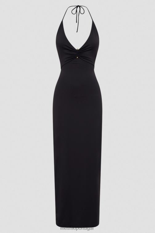 Meshki vestido midi com detalhes em nylon reciclado heidi BLLT210 roupas preto