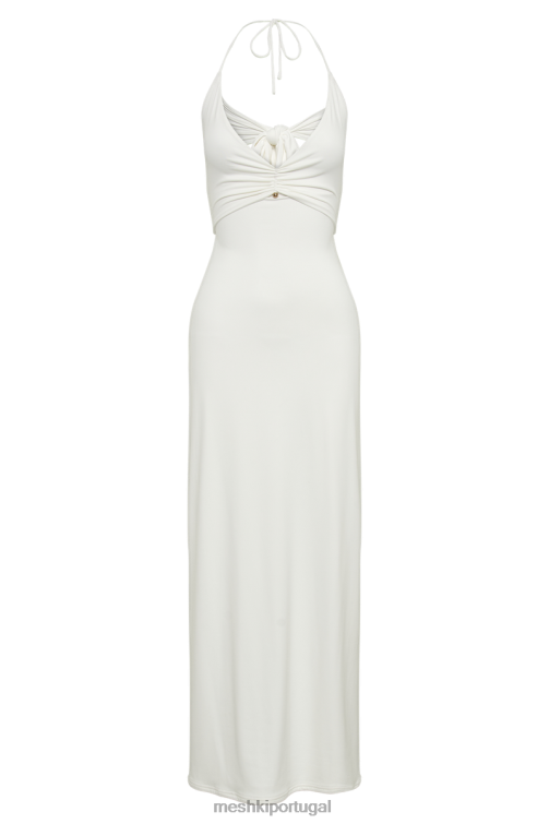 Meshki vestido midi com detalhes em nylon reciclado heidi BLLT218 roupas branco