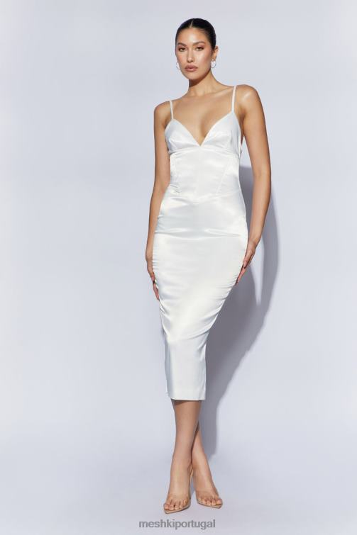 Meshki vestido midi com espartilho brie BLLT663 roupas branco