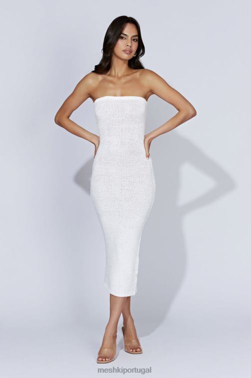 Meshki vestido midi com fita sem alças friya BLLT621 roupas branco