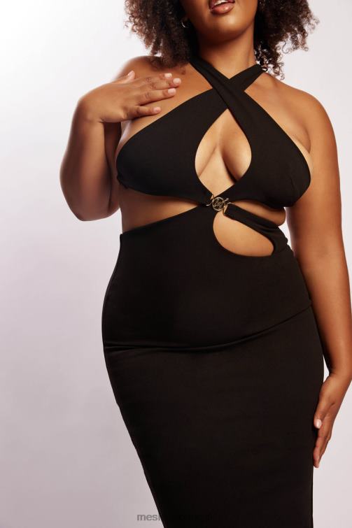 Meshki vestido midi com recorte briana BLLT721 roupas preto