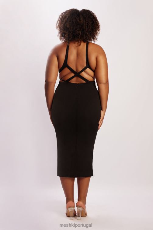 Meshki vestido midi com recorte briana BLLT721 roupas preto