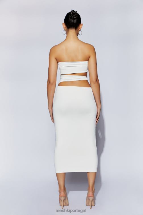 Meshki vestido midi com recorte cassandra BLLT699 roupas branco