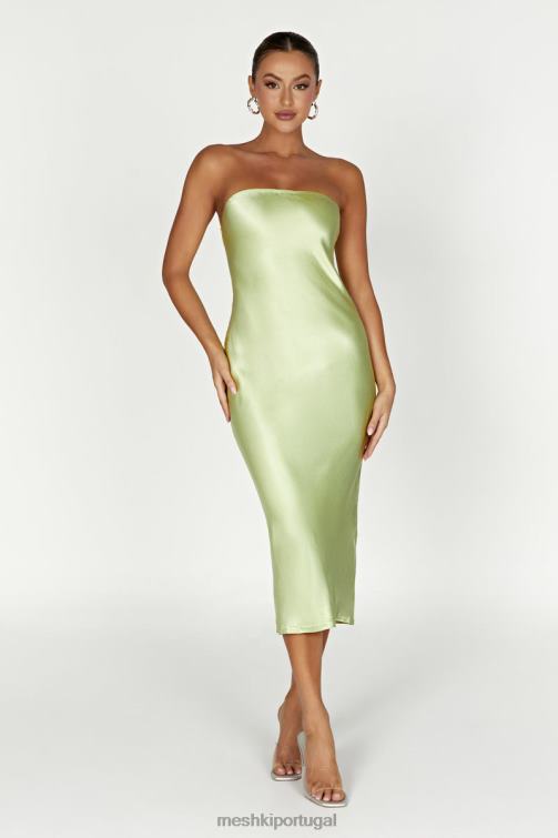 Meshki vestido midi de cetim sem alças tyler BLLT343 roupas verde pistache