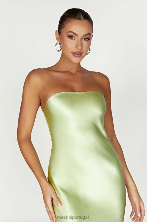 Meshki vestido midi de cetim sem alças tyler BLLT343 roupas verde pistache