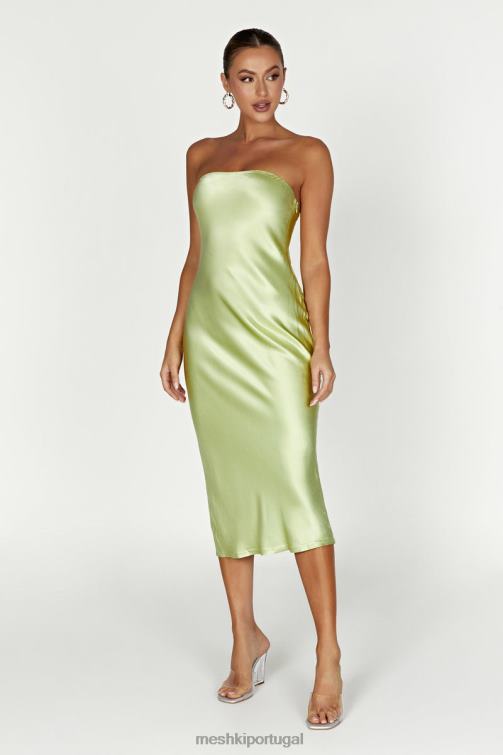 Meshki vestido midi de cetim sem alças tyler BLLT343 roupas verde pistache