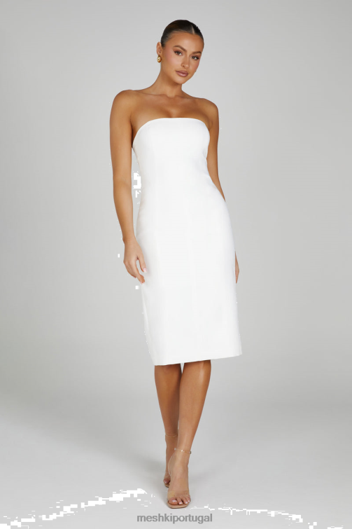 Meshki vestido midi de crepe sem alças marianne BLLT144 roupas branco