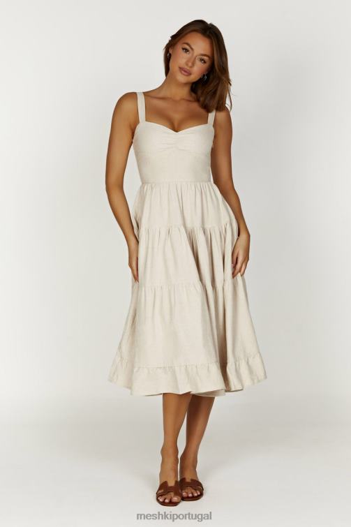 Meshki vestido midi de linho adriana BLLT194 roupas natural