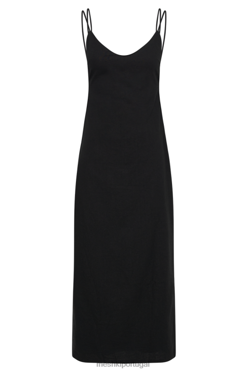 Meshki vestido midi de linho leana sem costas BLLT340 roupas preto
