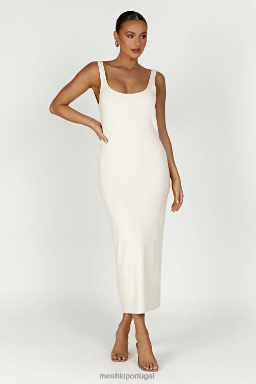 Meshki vestido midi de malha janie sem costas BLLT291 roupas creme