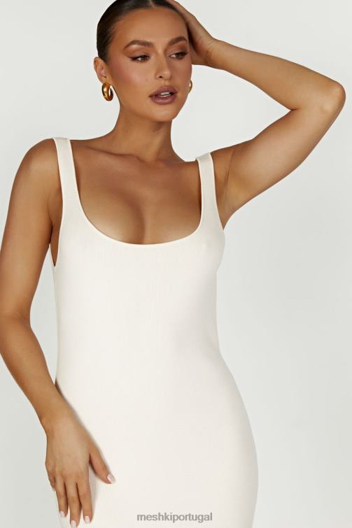 Meshki vestido midi de malha janie sem costas BLLT291 roupas creme