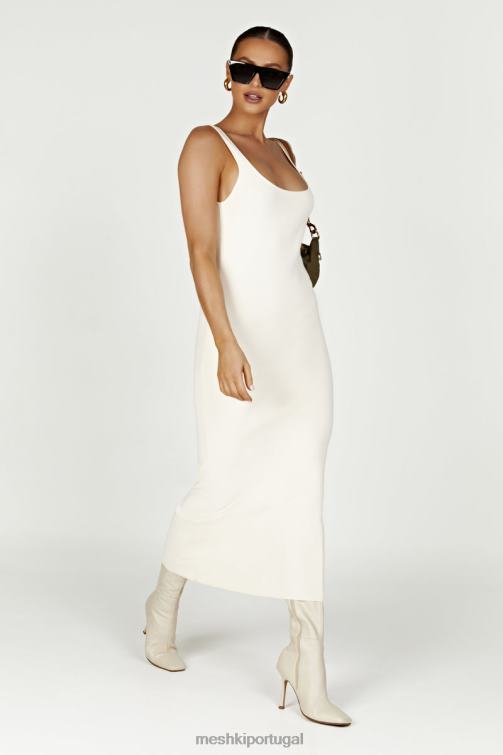 Meshki vestido midi de malha janie sem costas BLLT291 roupas creme