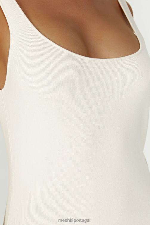 Meshki vestido midi de malha janie sem costas BLLT291 roupas creme