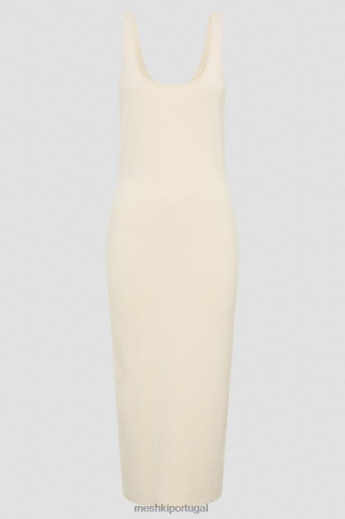 Meshki vestido midi de malha janie sem costas BLLT291 roupas creme